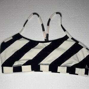 Lululemon Athletica Black and White Striped Sports Bra